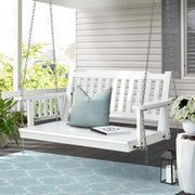 2 Seater Garden Porch Swing Outdoor Patio Hanging Wooden Bench Seat - White Homecoze