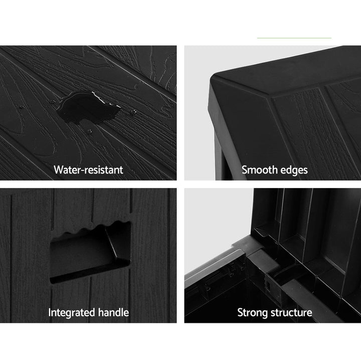 195L Outdoor Polypropylene Garden Storage Box - Black Homecoze