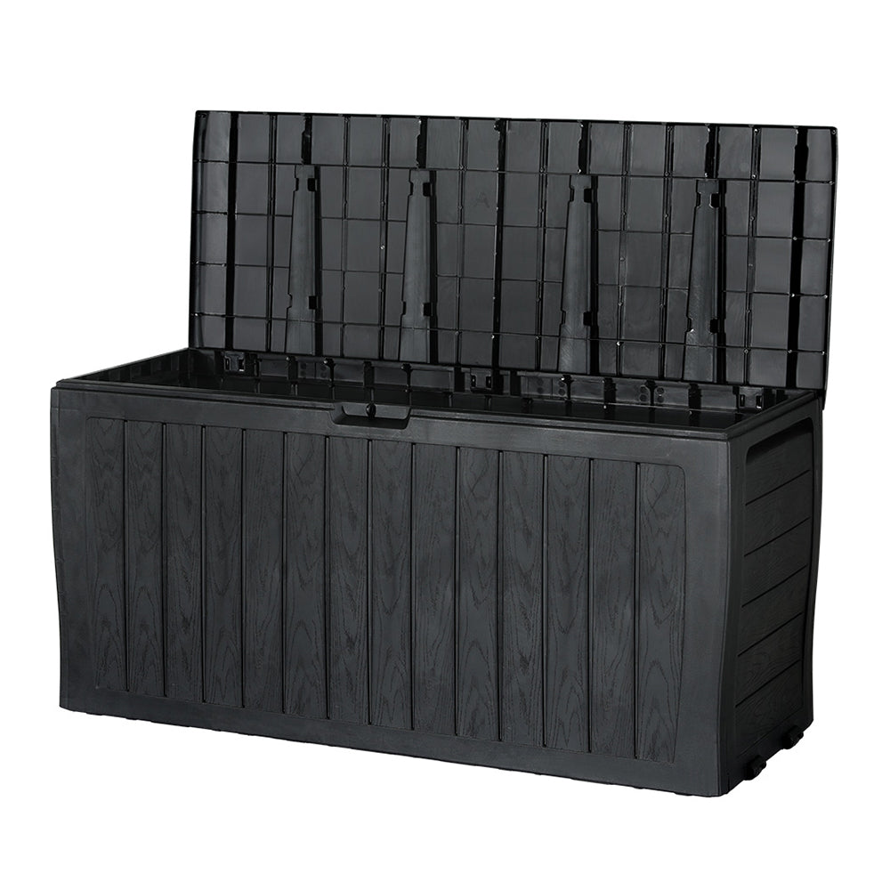 220L Polypropylene Outdoor Storage Box Lockable Bench - Black Homecoze