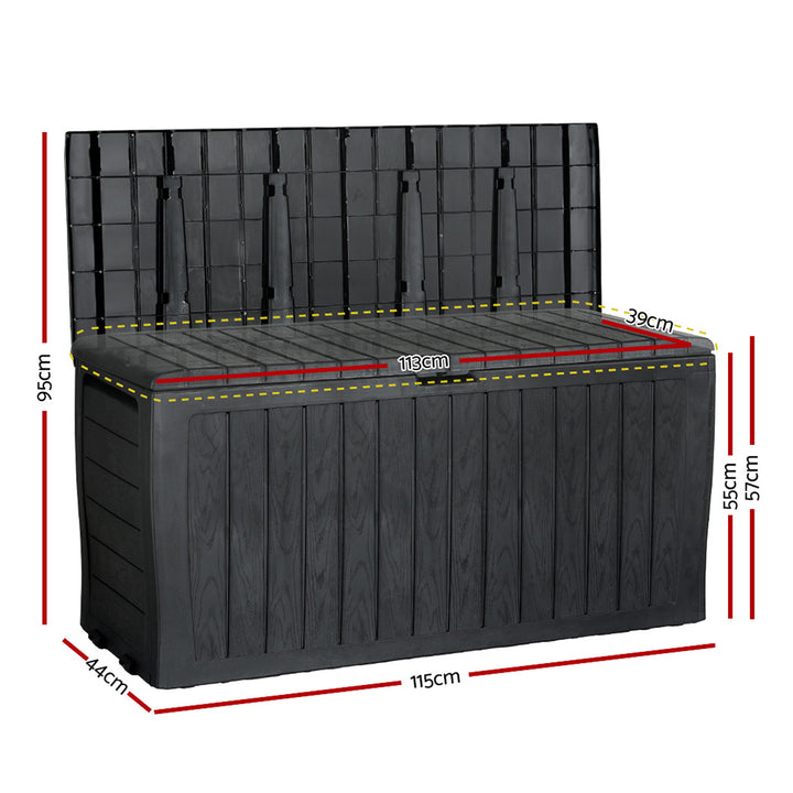 220L Polypropylene Outdoor Storage Box Lockable Bench - Black Homecoze