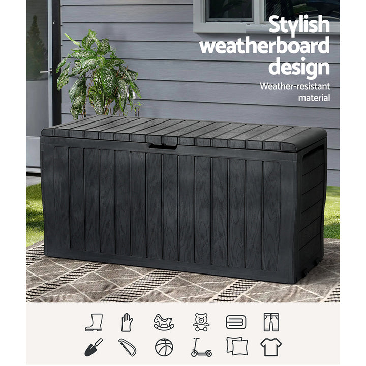 220L Polypropylene Outdoor Storage Box Lockable Bench - Black Homecoze