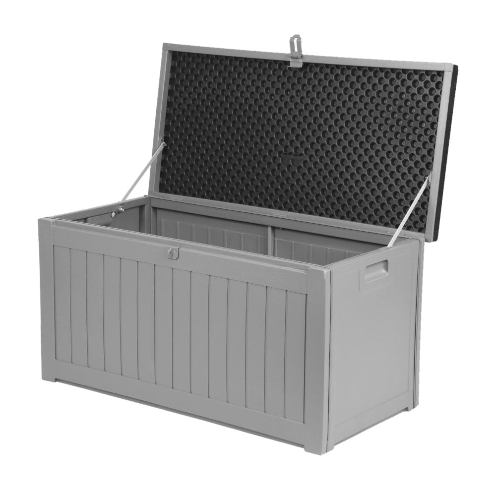 190L Polypropylene Outdoor Storage Box Bench Seat - Grey Homecoze