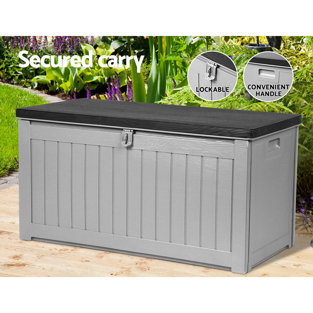 190L Polypropylene Outdoor Storage Box Bench Seat - Grey Homecoze