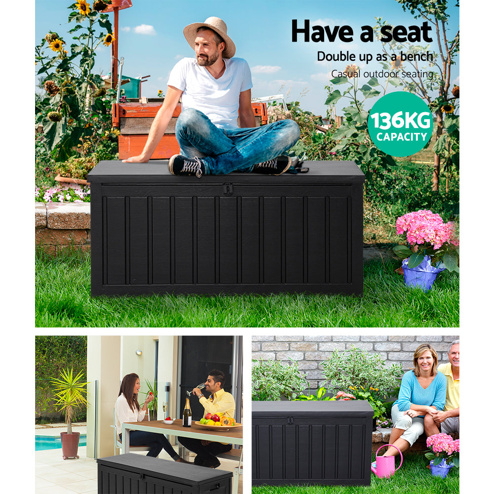 240L Polypropylene Outdoor Storage Box - Black - Homecoze