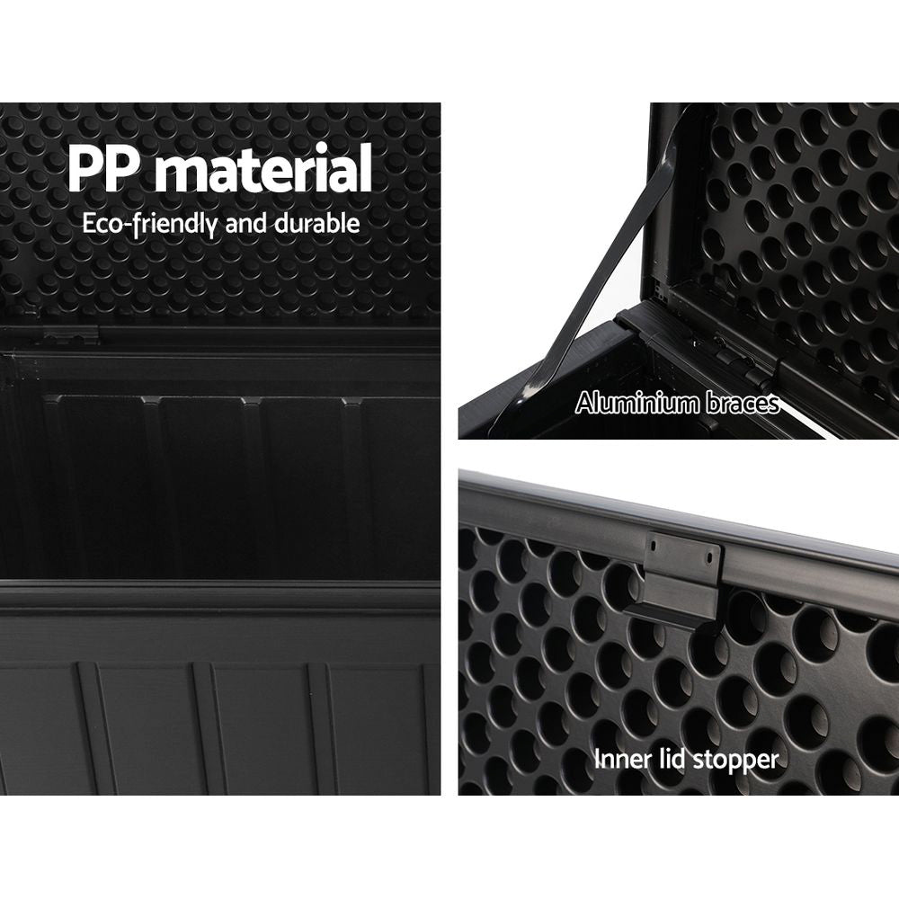 240L Polypropylene Outdoor Storage Box - Black - Homecoze