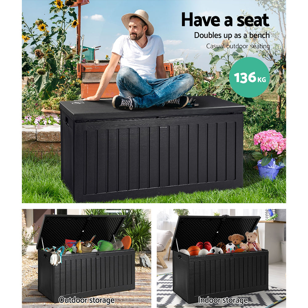 270L Polypropylene Outdoor Storage Box - Black Homecoze