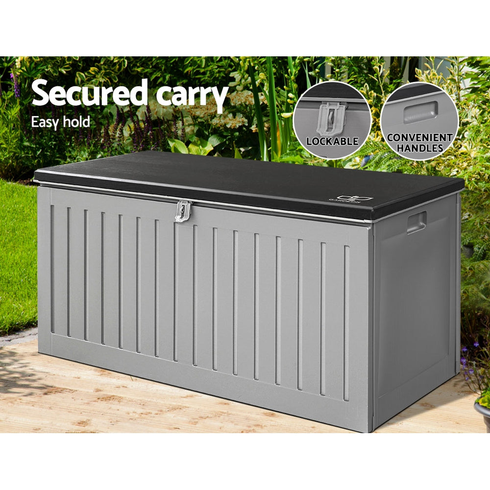 270L Polypropylene Outdoor Storage Box - Grey Homecoze