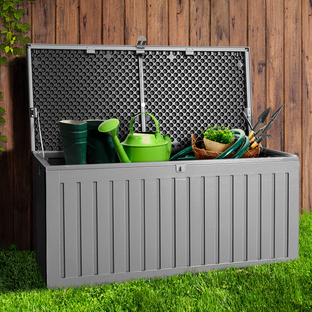 270L Polypropylene Outdoor Storage Box - Grey Homecoze