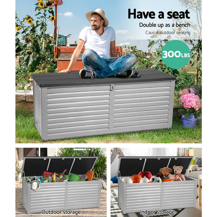 390L Polypropylene Outdoor Storage Box - Grey Homecoze