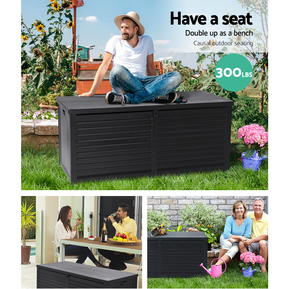 490L Polypropylene Outdoor Storage Box - Black Homecoze