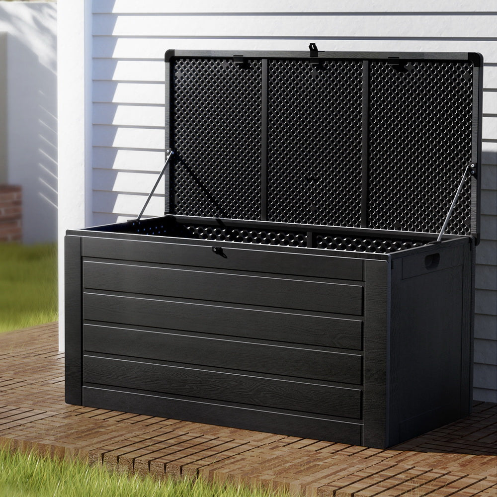 680L Outdoor Chest Extra Large Polypropylene Garden Storage Box - Black Homecoze