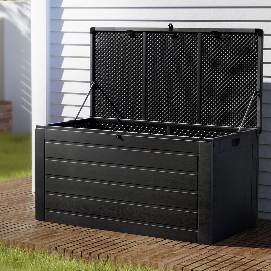 680L Outdoor Chest Extra Large Polypropylene Garden Storage Box - Black Homecoze