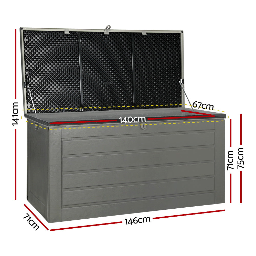 680L Outdoor Chest Polypropylene Garden Storage Box - Dark Grey Homecoze