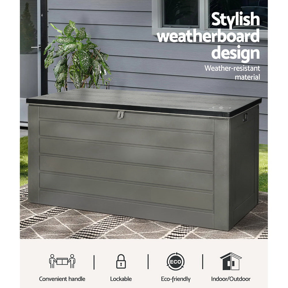 680L Outdoor Chest Polypropylene Garden Storage Box - Dark Grey Homecoze