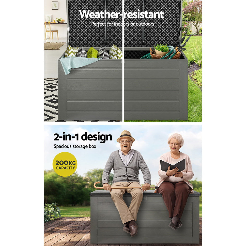 680L Outdoor Chest Polypropylene Garden Storage Box - Dark Grey Homecoze