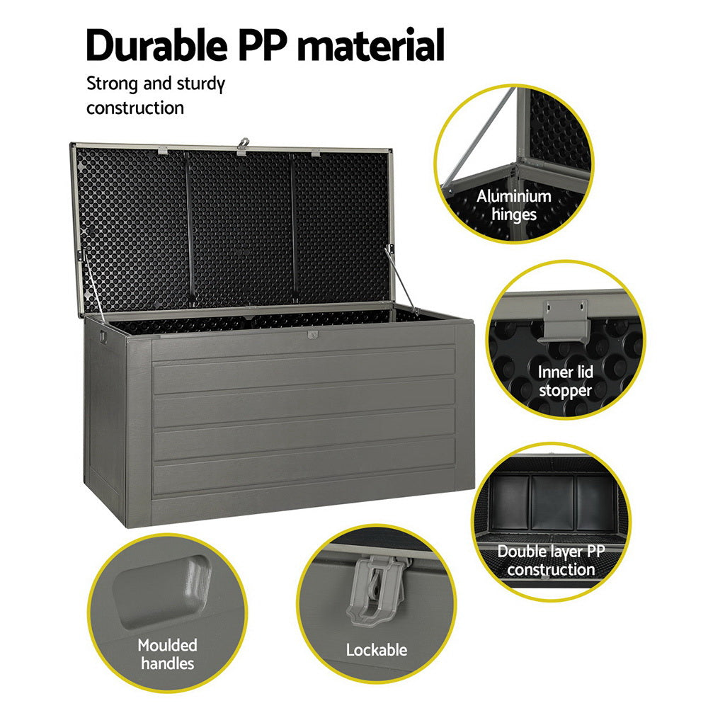 680L Outdoor Chest Polypropylene Garden Storage Box - Dark Grey Homecoze