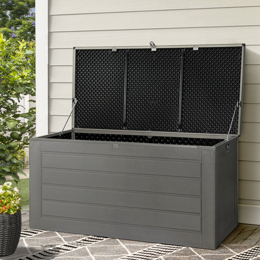 680L Outdoor Chest Polypropylene Garden Storage Box - Dark Grey Homecoze