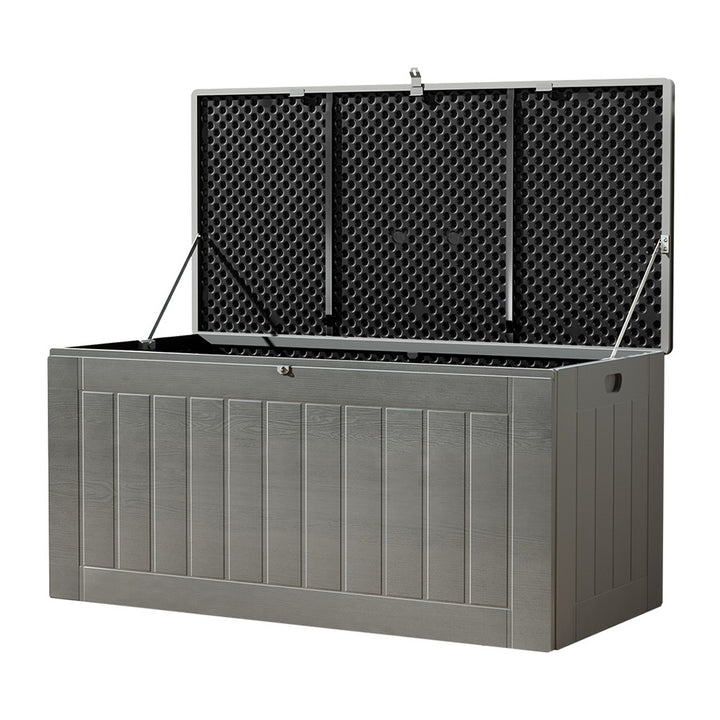 830L Large Outdoor Chest Polypropylene Garden Storage Box - Dark Grey Homecoze