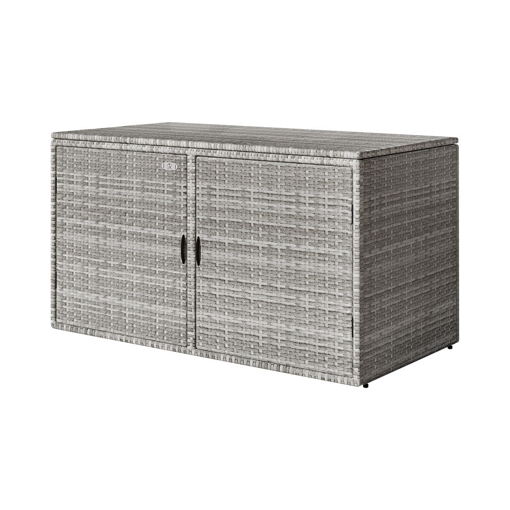 333L Outdoor Wicker Storage Cupboard Chest Garden Storage Box - Grey Homecoze
