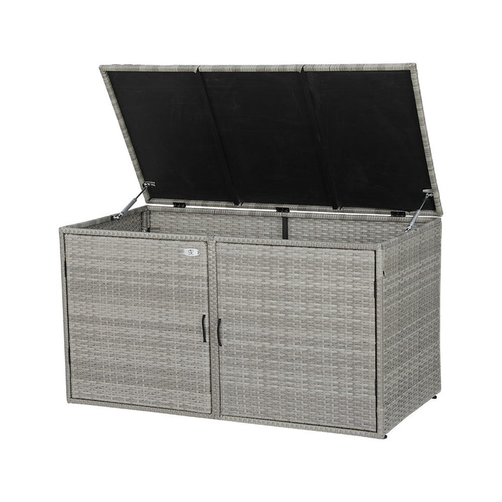 333L Outdoor Wicker Storage Cupboard Chest Garden Storage Box - Grey Homecoze