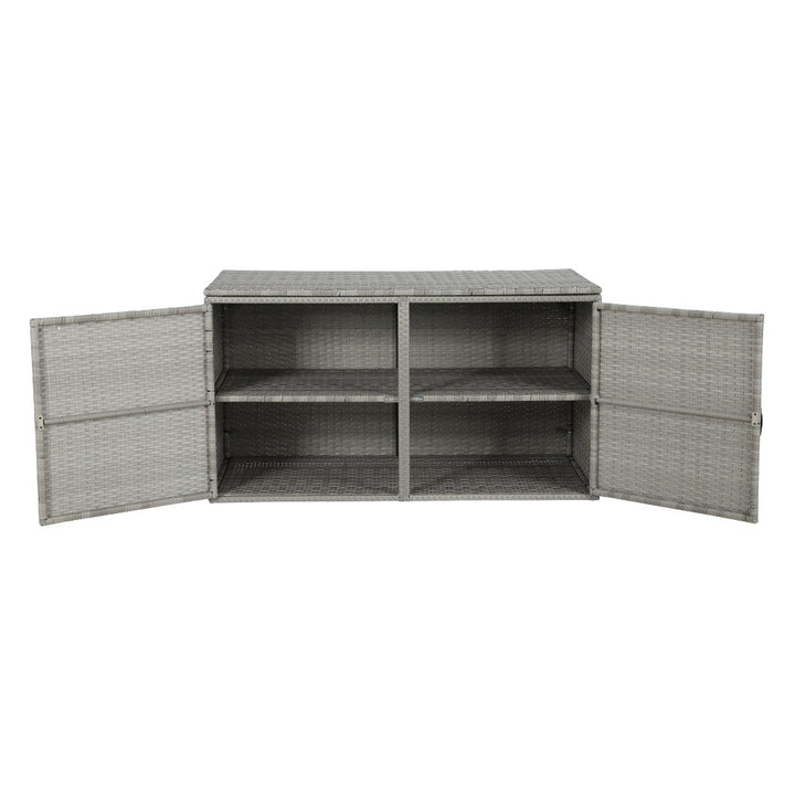 333L Outdoor Wicker Storage Cupboard Chest Garden Storage Box - Grey Homecoze