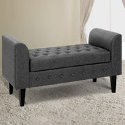 Faux Linen Fabric Elegant Storage Ottoman 104cm - Grey - Homecoze
