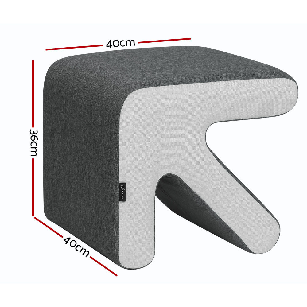 Arrow Ottoman Padded Foot Stool Fabric Foot Rest Seat Grey Homecoze