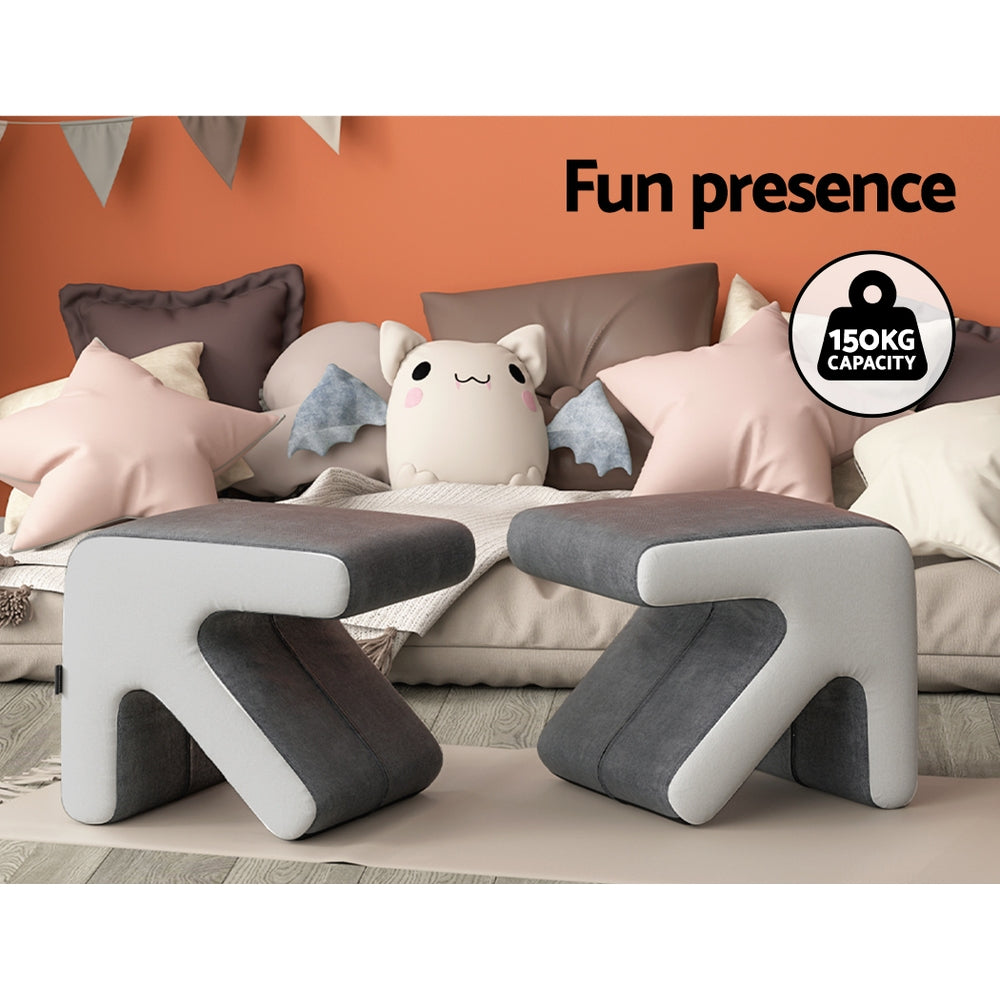 Arrow Ottoman Padded Foot Stool Fabric Foot Rest Seat Grey Homecoze