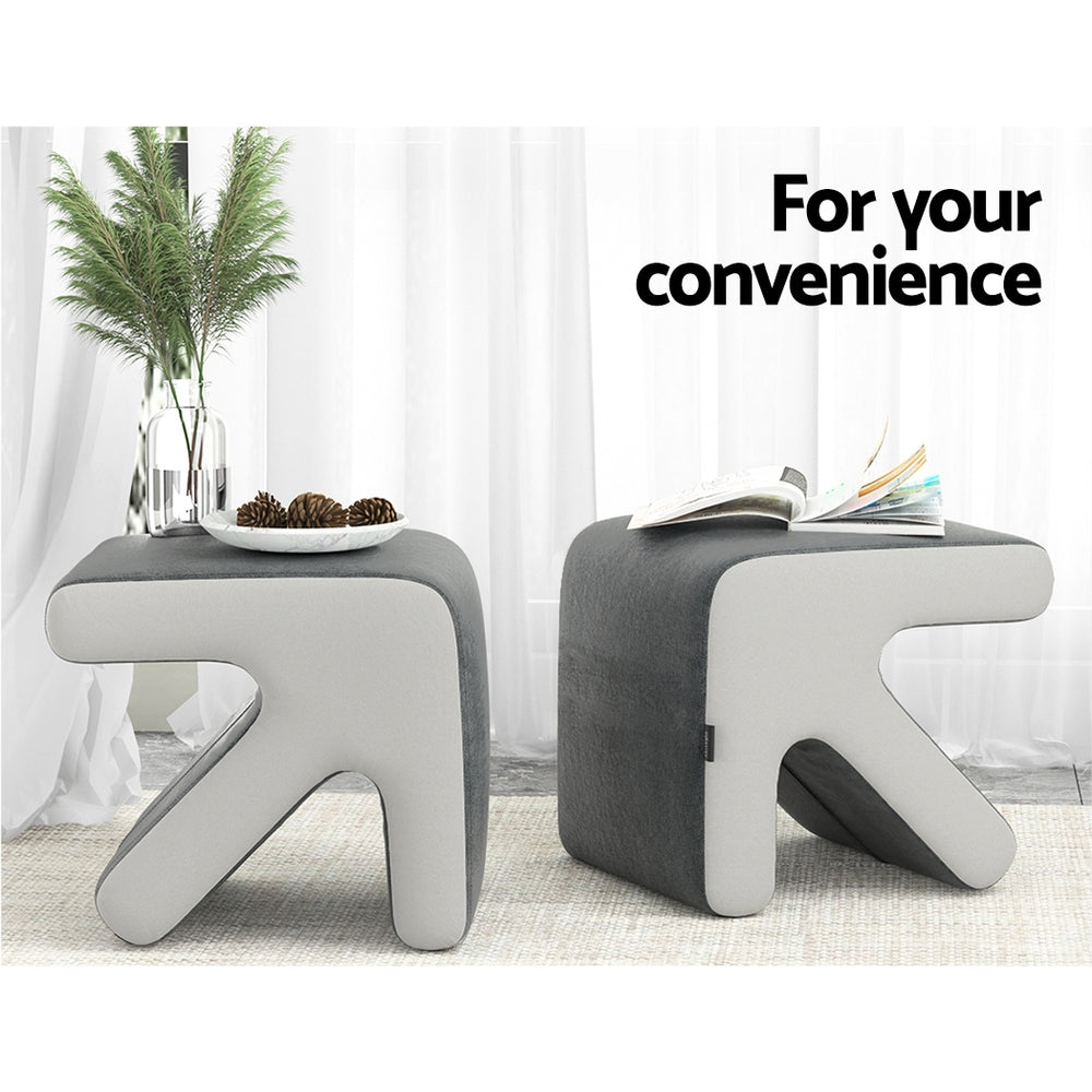 Arrow Ottoman Padded Foot Stool Fabric Foot Rest Seat Grey Homecoze