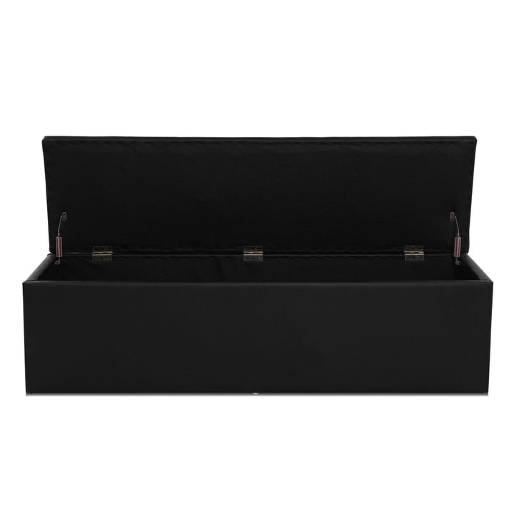 Extra Large 140cm Storage Ottoman Blanket Box - Black Faux Leather Homecoze