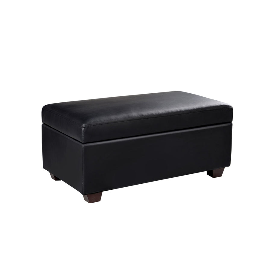 PU Leather Compact Storage Ottoman 80cm - Black Homecoze