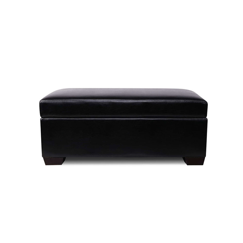 PU Leather Compact Storage Ottoman 80cm - Black - Homecoze