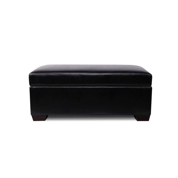 PU Leather Compact Storage Ottoman 80cm - Black Homecoze