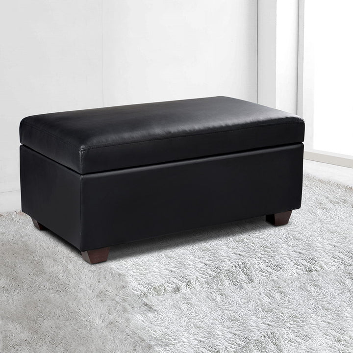 PU Leather Compact Storage Ottoman 80cm - Black Homecoze