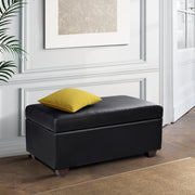 PU Leather Compact Storage Ottoman 80cm - Black - Homecoze