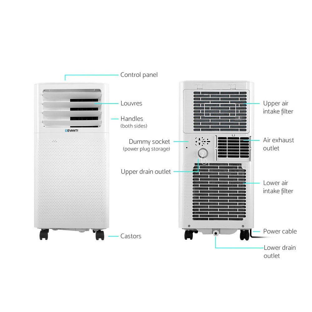 2000W Portable Air Conditioner with 2-Speed Fan & Dehumidifier Homecoze