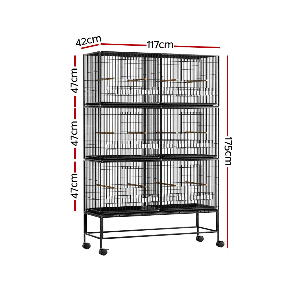 Bird Cage Large Aviary Galvanised Parrot Cage Stand Alone Wheels 175cm Homecoze