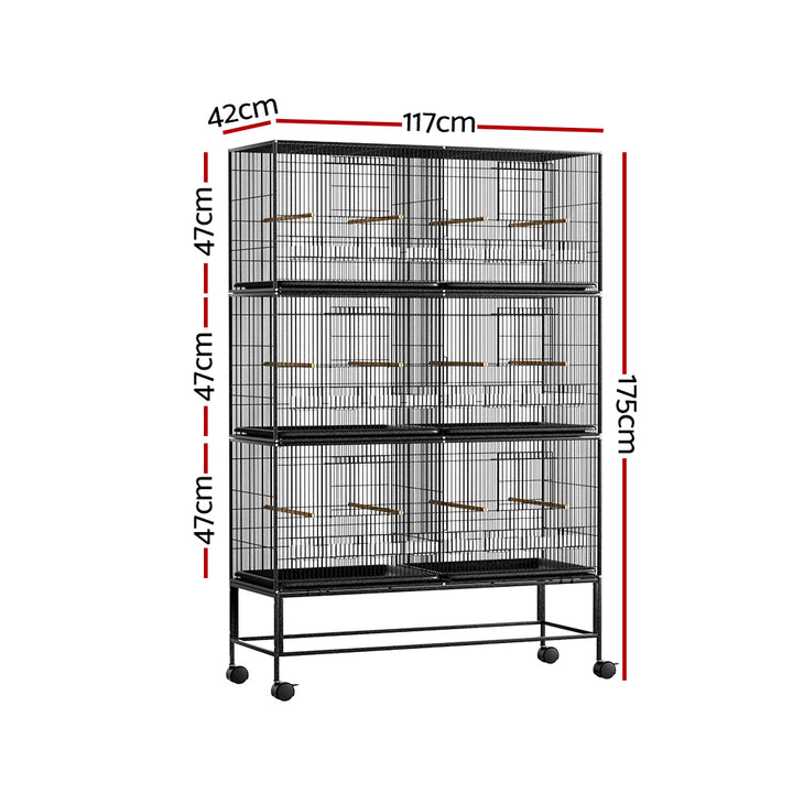 Bird Cage Large Aviary Galvanised Parrot Cage Stand Alone Wheels 175cm Homecoze