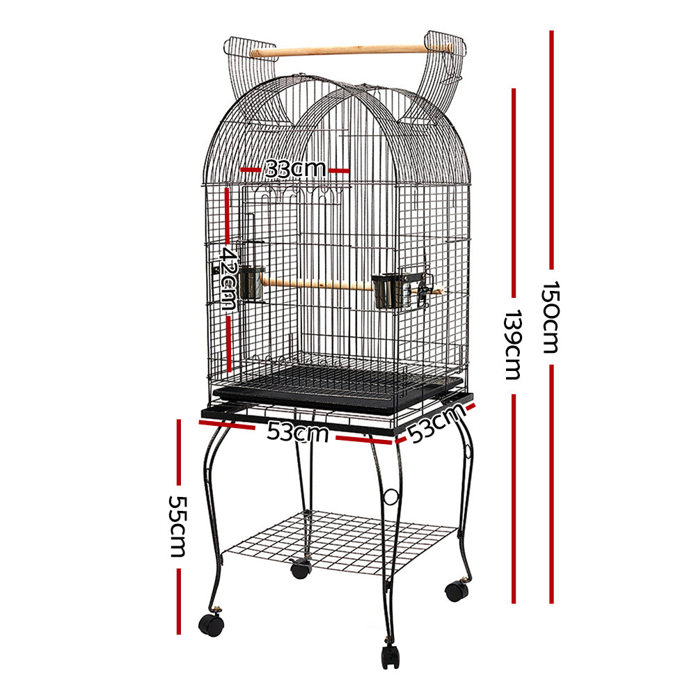 Large Bird Cage with External Perch - Black Homecoze