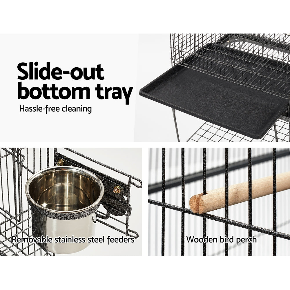 Large Bird Cage with External Perch - Black Homecoze