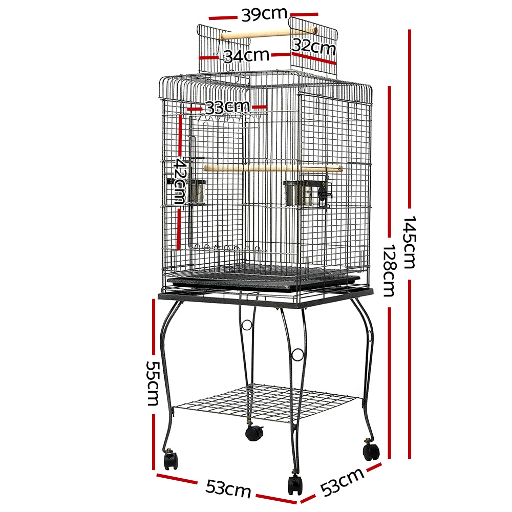 Large Bird Cage with Perch - Black Homecoze