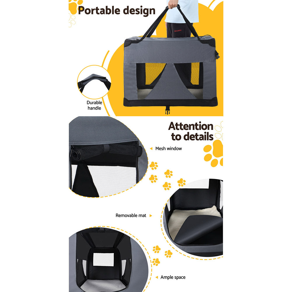 Pet Carrier Soft Crate Dog Cat Travel Portable Cage Kennel Foldable 4XL Grey Homecoze