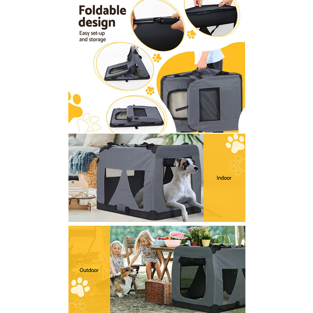 Pet Carrier Soft Crate Dog Cat Travel Portable Cage Kennel Foldable 4XL Grey Homecoze