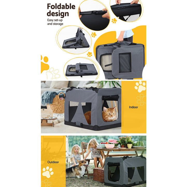 Pet Carrier Soft Crate Dog Cat Travel Portable Cage Kennel Foldable Car M Grey Homecoze