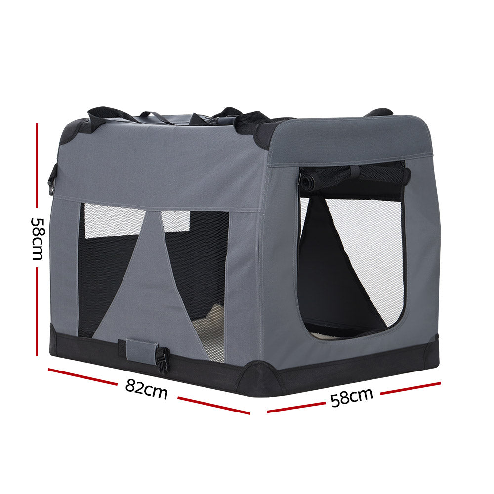 Pet Carrier Soft Crate Dog Cat Travel Portable Cage Kennel Foldable Car XL Grey Homecoze