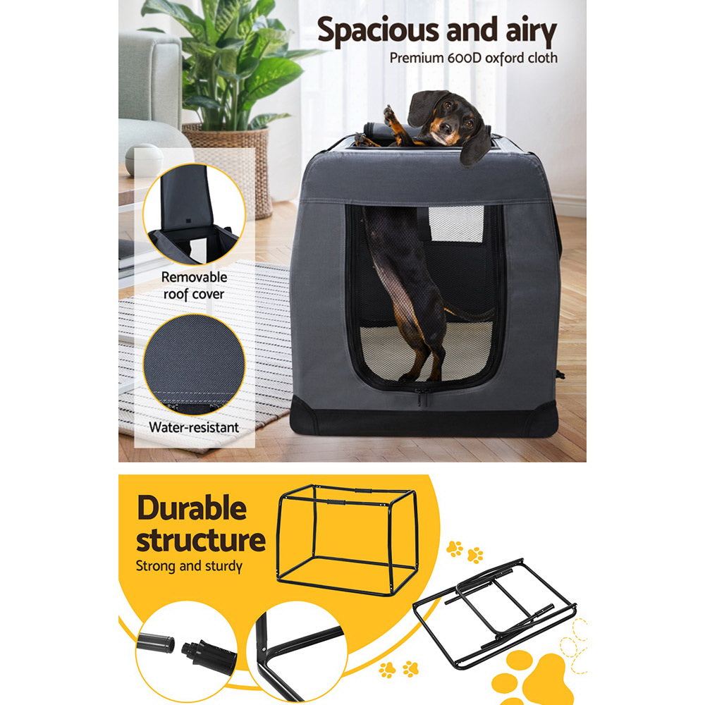 Pet Carrier Soft Crate Dog Cat Travel Portable Cage Kennel Foldable Car XL Grey Homecoze