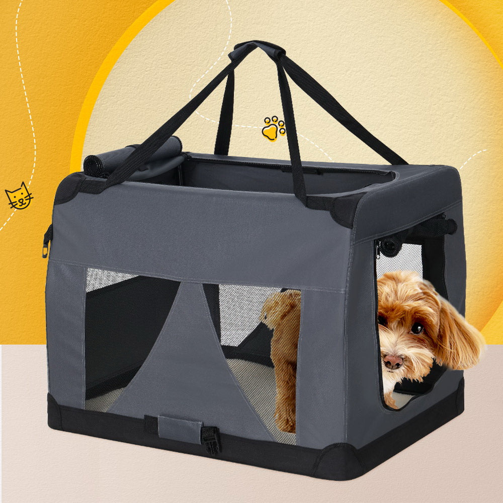Pet Carrier Soft Crate Dog Cat Travel Portable Cage Kennel Foldable Car XL Grey Homecoze