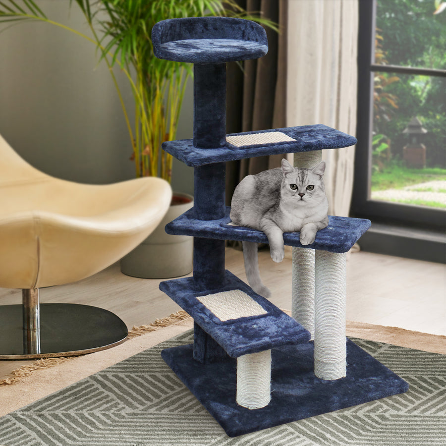 Small Cats Stairs Scratching Tree Post Tower Cat Condo House - 100cm Tall Homecoze