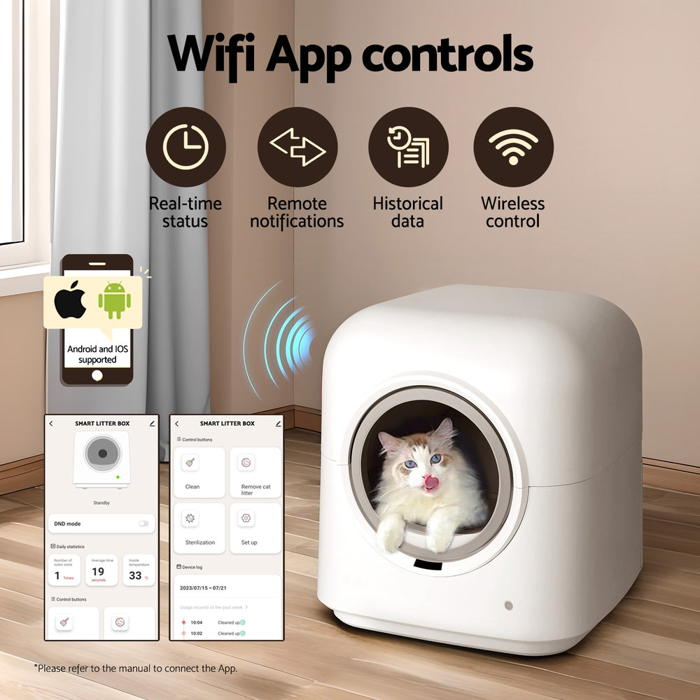 Automatic Self-Cleaning Cat Litter Box Large Smart Toilet Tray with App Control - Homecoze