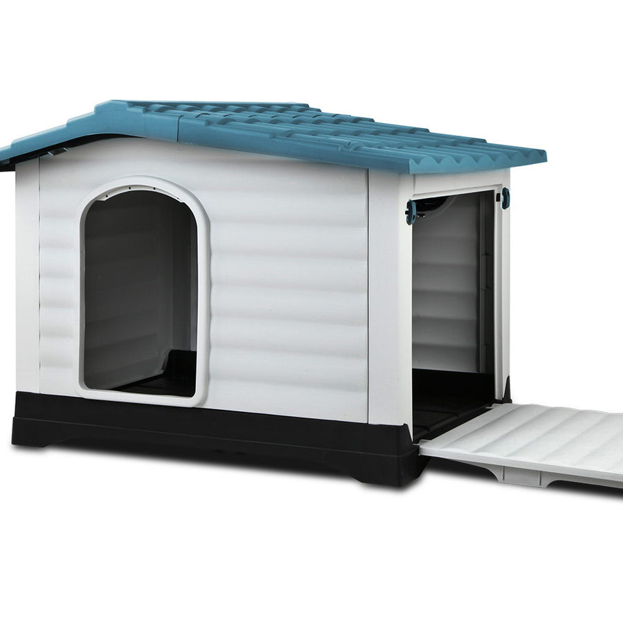 Dog Kennel Large Blue Polypropylene Pet House 98cm x 69cm x 68cm Homecoze